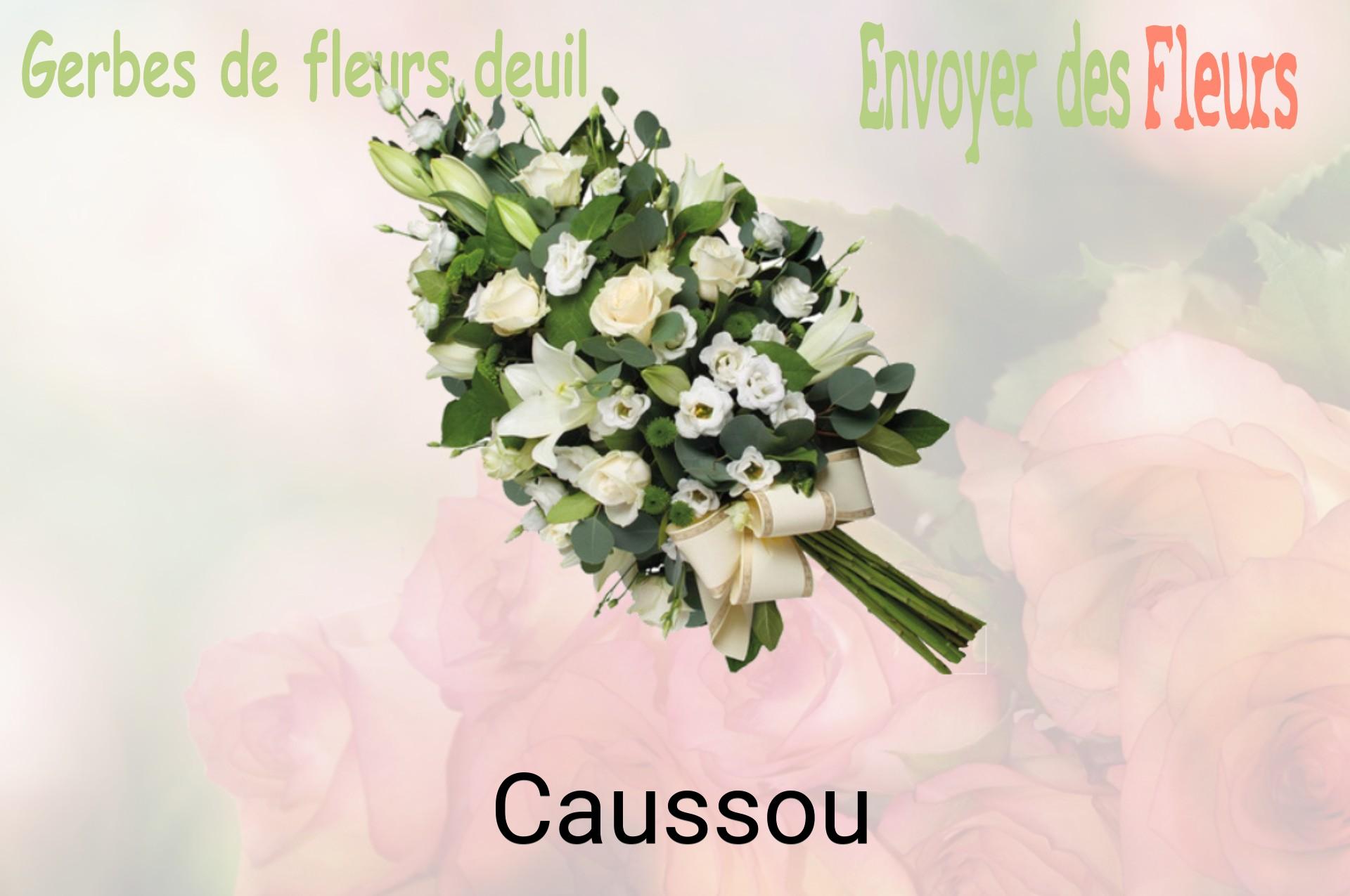 Gerbe de fleurs de deuil livrée à Caussou